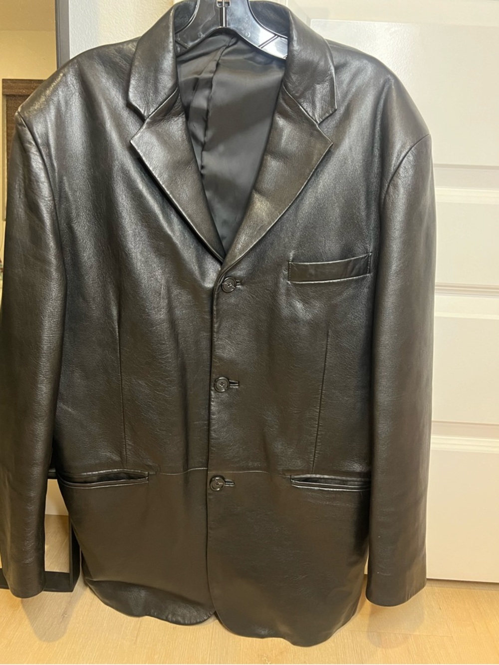Alfani Black Leather Sport Coat Blazer